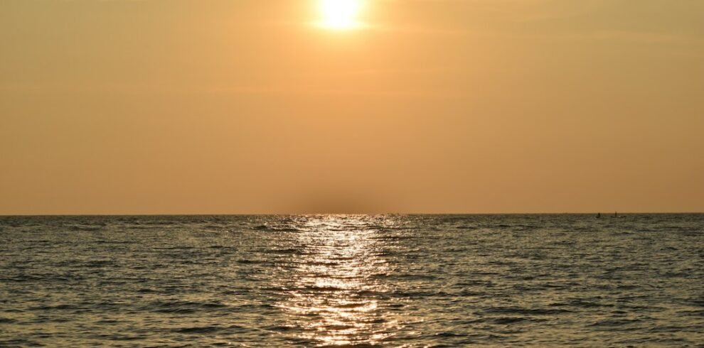 Sunset over the sea on the Kerala coast