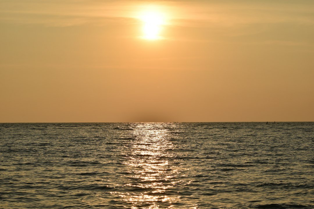 Sunset over the sea on the Kerala coast